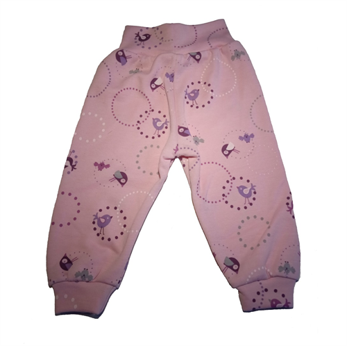 LT-design bukser uld lyserød fugle str. 50, 56, 62, 74, 80, 86, 92