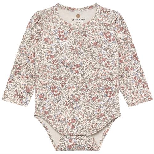 EN FANT body med rosa blomster - GOTS, str. 74, 80, 86, 92
