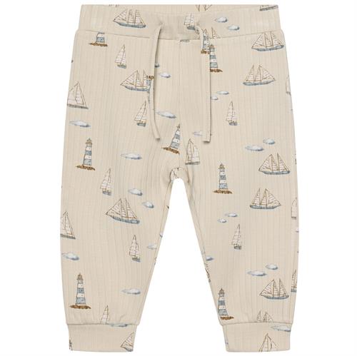 EN FANT bukser rib sand med skibe, str. 74, 80, 86, 92