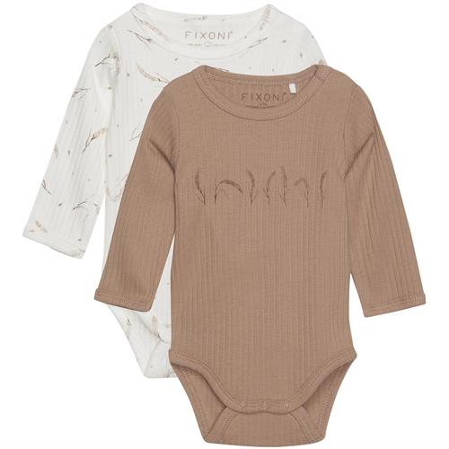 Fixoni body brun med kornaks - GOTS 1 stk, str. 56