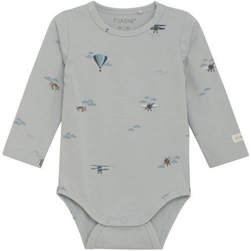 Fixoni body lyseblå med flyvere - GOTS, str. 68, 74, 80