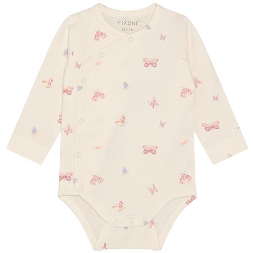 Fixoni slå om-body råhvid med sommerfugle- GOTS, str. 44, 50, 56