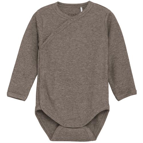 Fixoni slå om-body rib brun - modal, str. 44, 50, 56, 62
