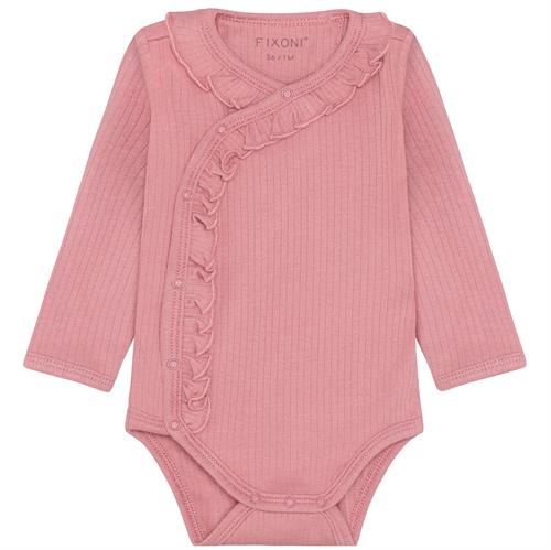 Fixoni slå om-body rib modal mørkrosa, str. 44, 50, 56