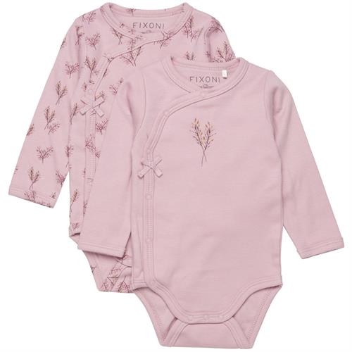 Fixoni slå om-body rosa grene - GOTS - 1 stk, str. 44, 50