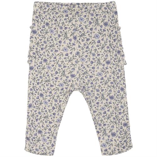 Fixoni bukser bambus beige med lilla blomster, str. 44, 50, 56, 62, 68, 74