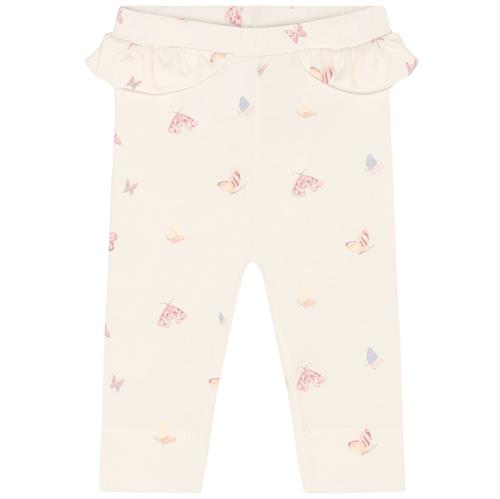 Fixoni bukser råhvid med sommerfugle - GOTS, str. 50, 56, 62, 68, 74
