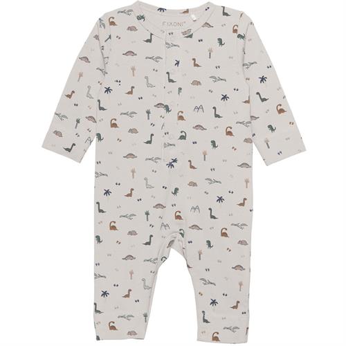 Fixoni heldragt beige med dino - GOTS, str. 62, 68, 74