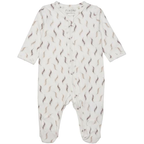 Fixoni heldragt hvid med brun print - GOTS, str. 56