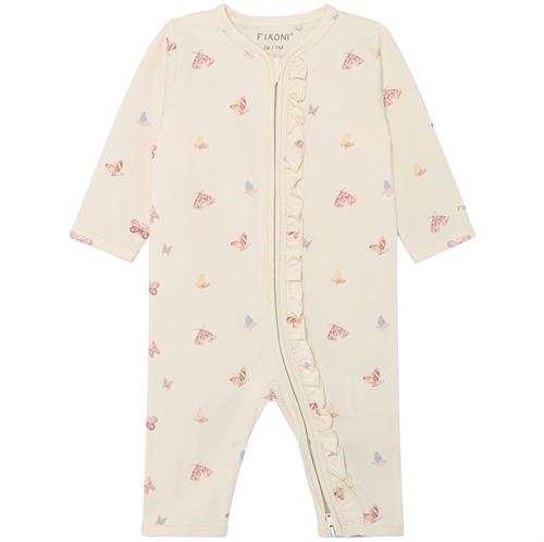 Fixoni heldragt råhvid med sommerfugle - GOTS, str. 56, 62, 68