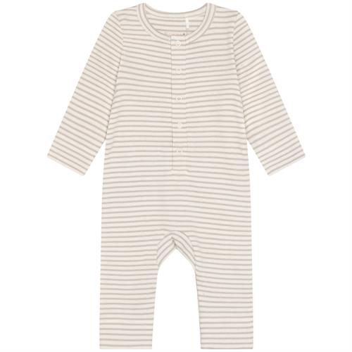 Fixoni heldragt rib stribet råhvid og beige - GOTS, str. 44