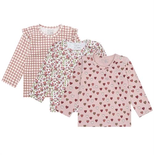 Hust & Claire bluse hjerter, blomster eller tern - 1 stk, str. 80, 86, 92