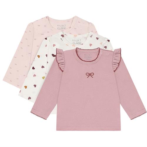 Hust & Claire bluse rosa, hjerter, sløjfer - 1 stk, str. 80, 86, 92