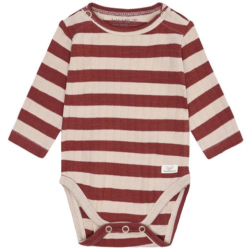 Hust & Claire body stribet beige og rødbrun - GOTS str. 62, 68, 74