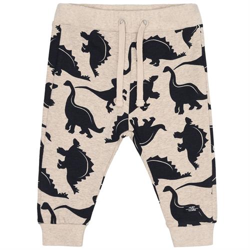 Hust & Claire bukser beige med marine dinoer, str. 68, 74, 80, 86, 92