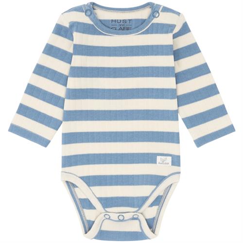 Hust & Claire body rib stribet råhvid og blå - GOTS, str. 56, 62, 68, 74