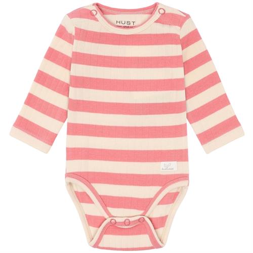 Hust & Claire body rib stribet råhvid og rosa - GOTS, str. 56