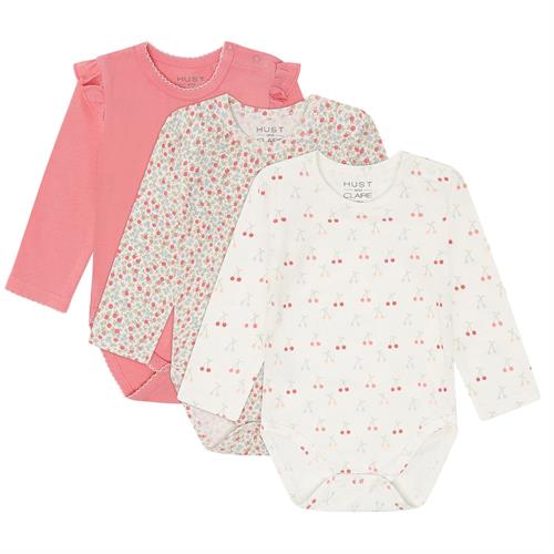 Hust & Claire body rosa, rosa blomster eller kirsebær - 1 stk, str. 86, 92