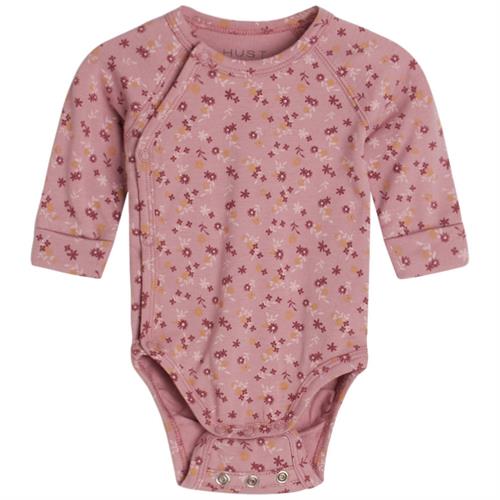 Hust & Claire slå om-body rosa med blomster - GOTS, str. 44
