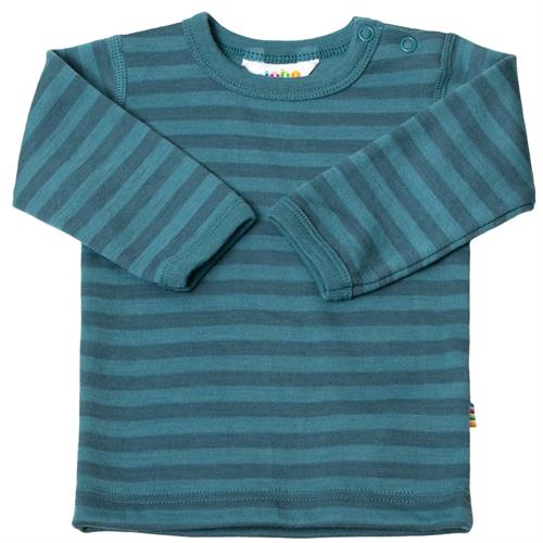JOHA bluse uld stribet petroleum, str. 80
