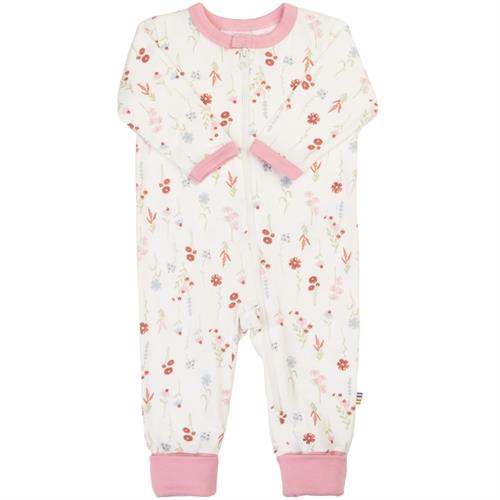 JOHA heldragt hvid rosa blomster- økologisk, str. 70, 80