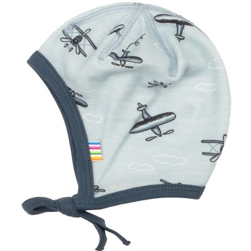 JOHA hue uld/bambus blå flyvere, 34 cm