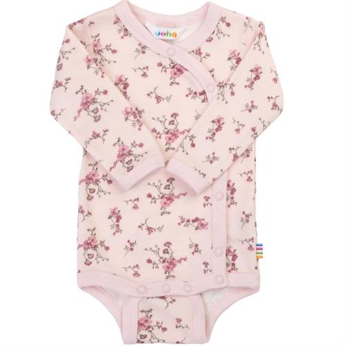 JOHA slå om-body uld/bambus lyserød blomster, str. 40, 50