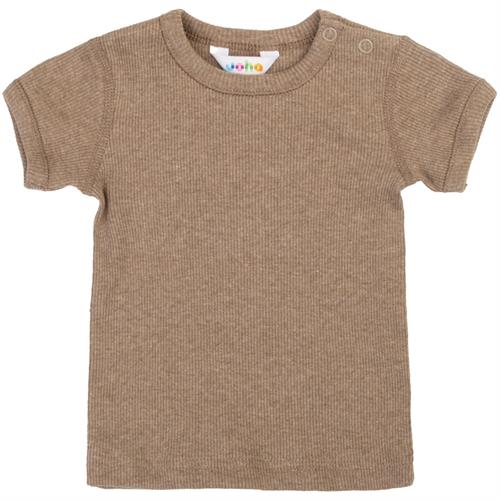 JOHA bluse kort rib brun - økologisk, str. 90