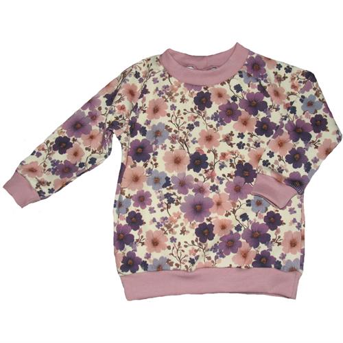 LT-design bluse rib rosa blomster str. 62, 68, 74, 80, 86, 92