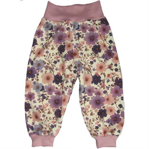 LT-design bukser rib med rosa blomster str. 74