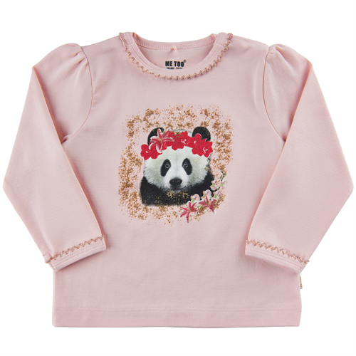 Me Too bluse lyserød med panda - økologisk, str. 74