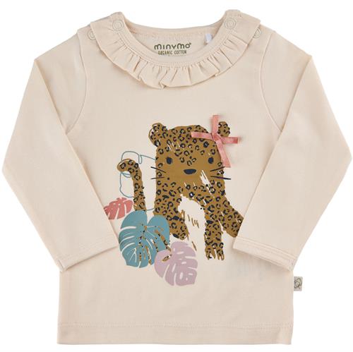 Minymo bluse beige med leopard  - GOTS, str. 74, 80