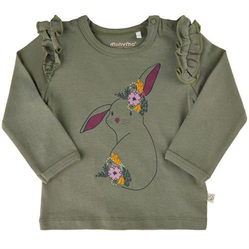 Minymo bluse grøn kanin - GOTS, str. 80