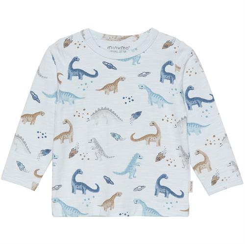 Minymo bluse lyseblå dino - GOTS, str. 80, 86, 92