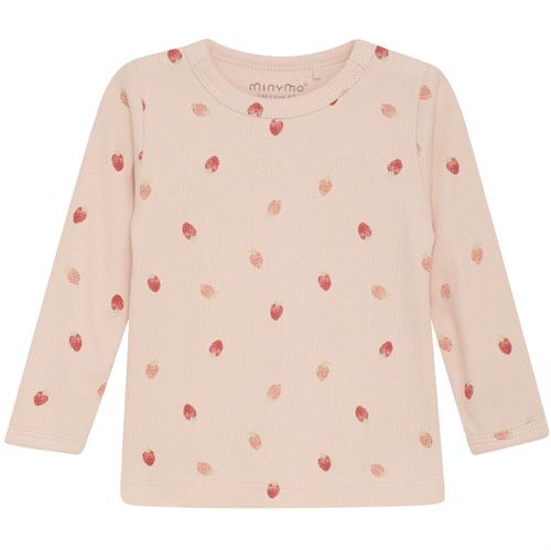 Minymo bluse bambus rib rosa jordbær, str. 92