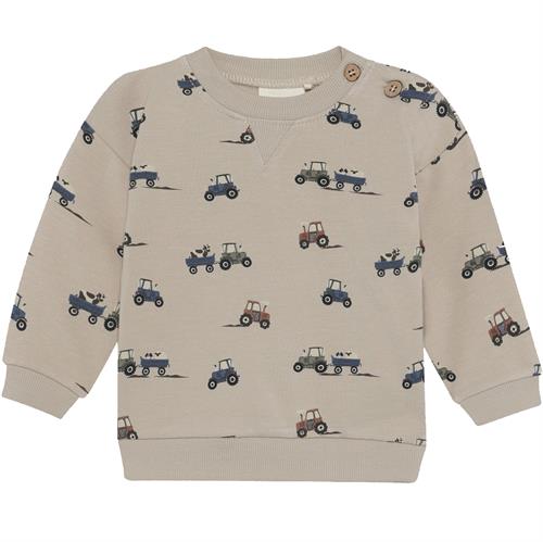Minymo bluse sweat bambus beige traktor, str. 74, 80, 86, 92
