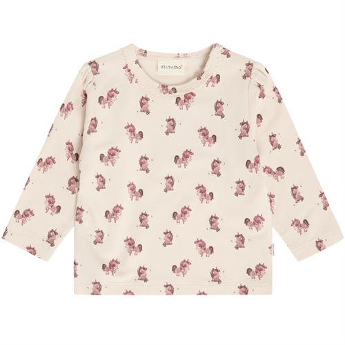 Minymo bluse sweat bambus beige enhjørninge, str. 74, 80, 86, 92