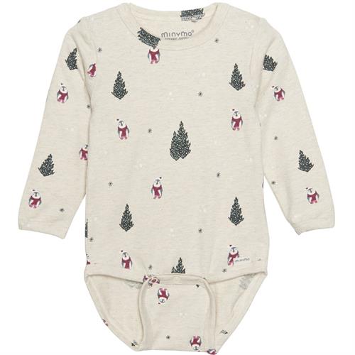 Minymo body beige med pingviner, str. 50, 56