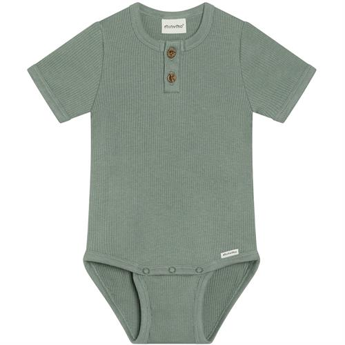 Minymo body kort rib modal grøn, str. 74, 80, 86, 92