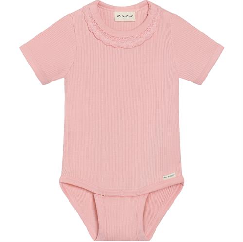 Minymo body kort rib modal rosa, str. 74