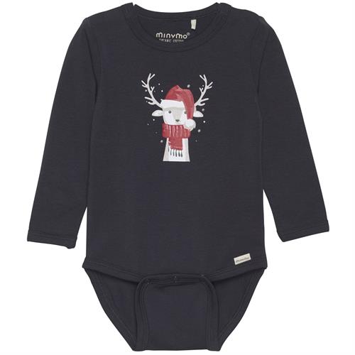 Minymo body marine med rensdyr - GOTS, str. 74