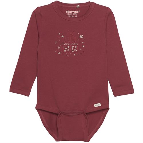 Minymo body rød med gave - økologisk, str. 74