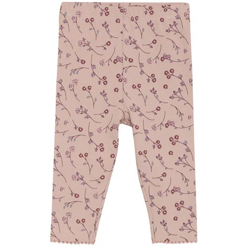 Minymo bukser lys rosa med blomster - GOTS, str. 92