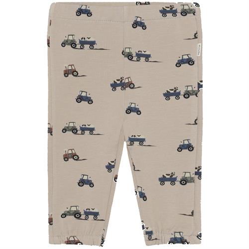 Minymo bukser sweat bambus beige traktor, str. 74, 80, 86, 92