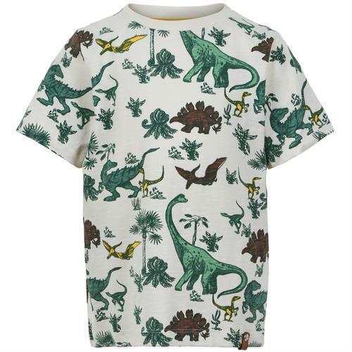 Minymo T-shirt råhvid med dinoer - økologisk, str. 86